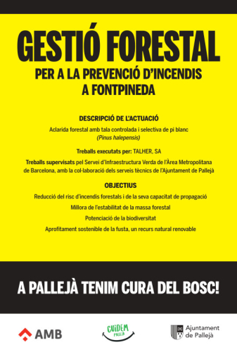 Cartell dels treballs forestals a Pallejà
